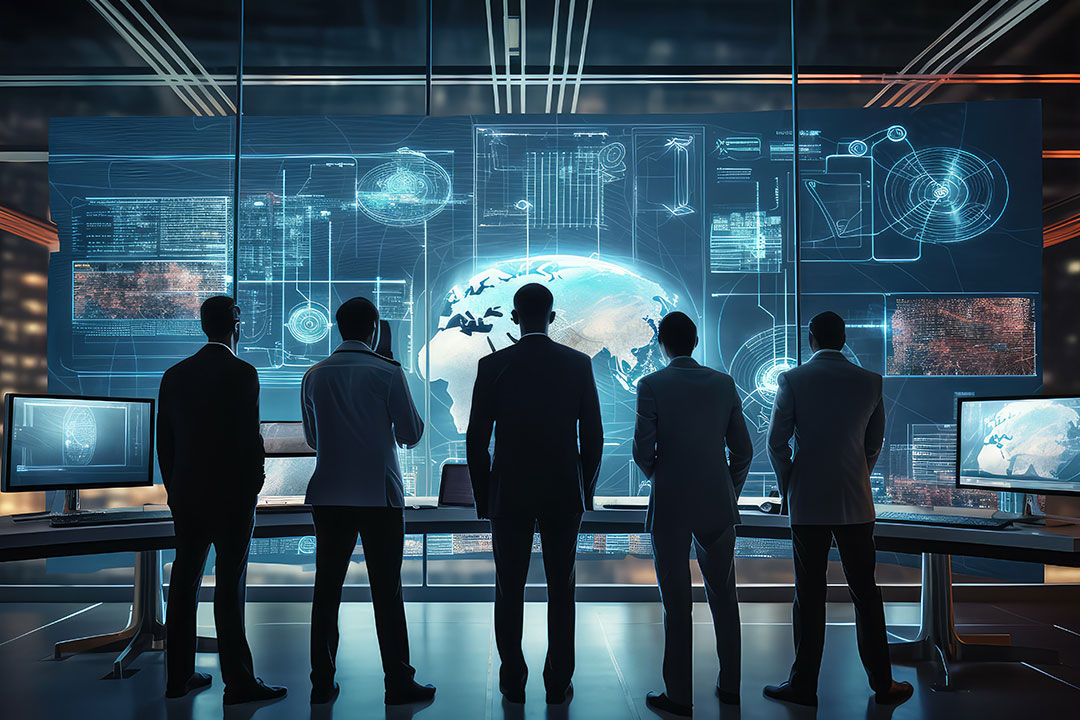 Procurement specialists utilizing data management tools to optimize processes.